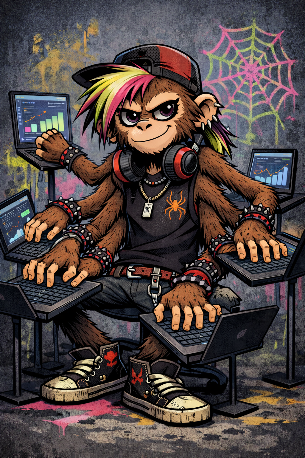 APEspider mascot — mono skater